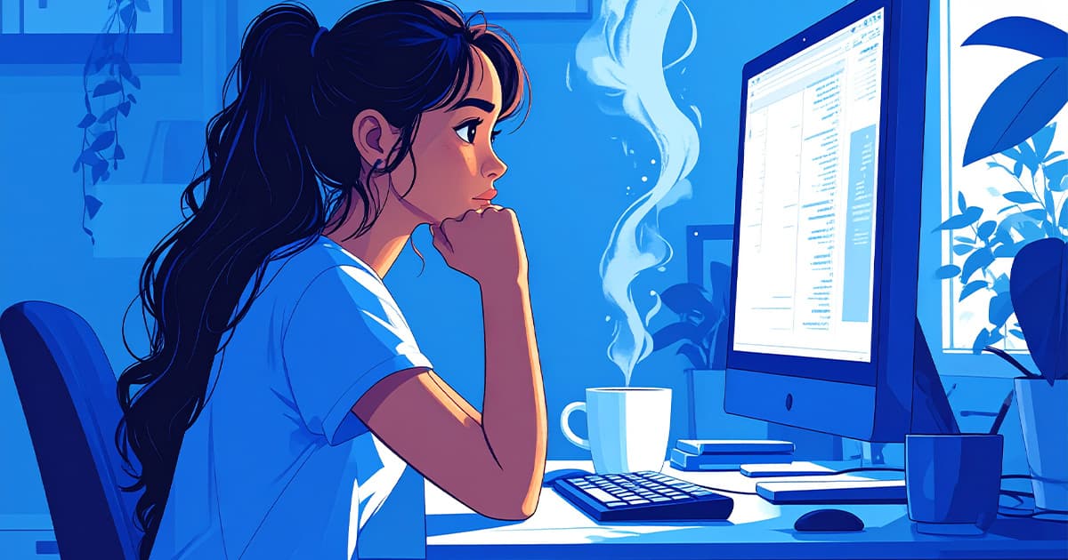 自宅でwordpressを操作している女性