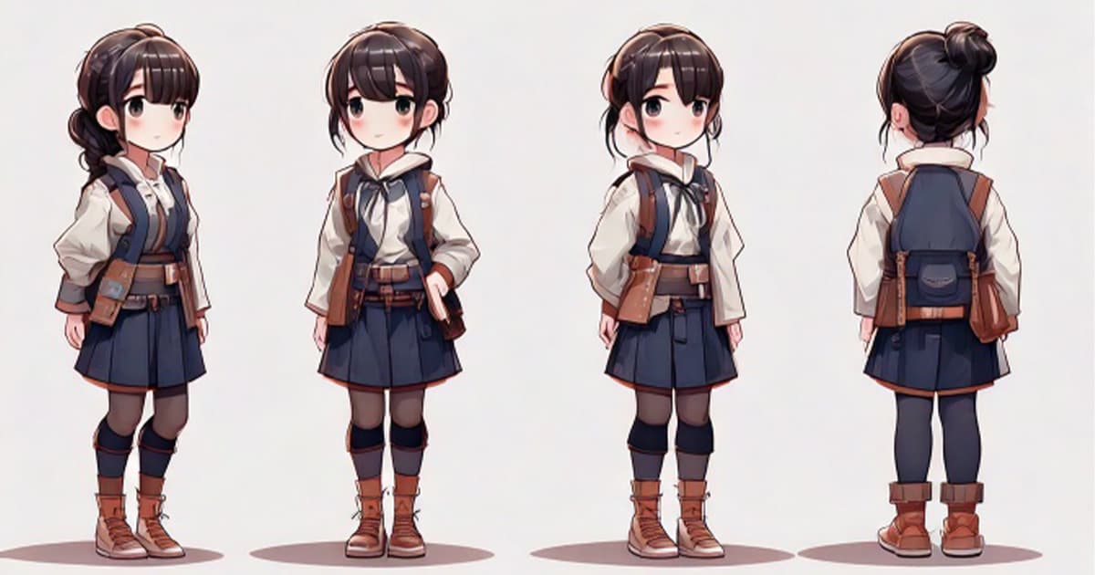 キャラクタ前・薄里・横の全体ポーズ