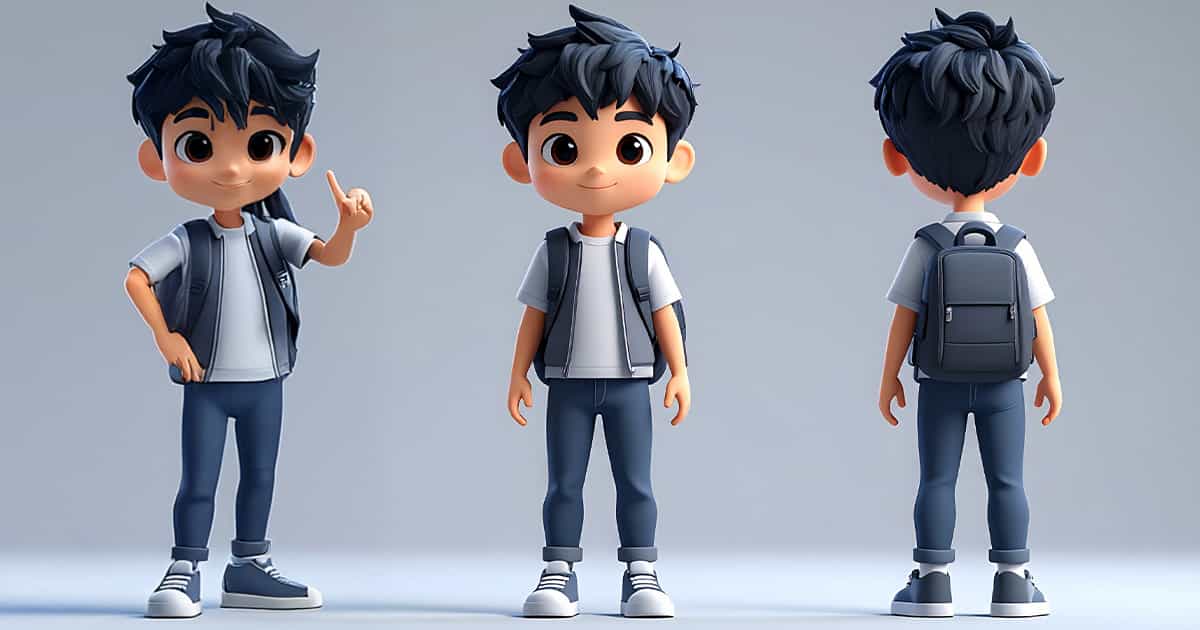 男の子キャラクターがポーズ