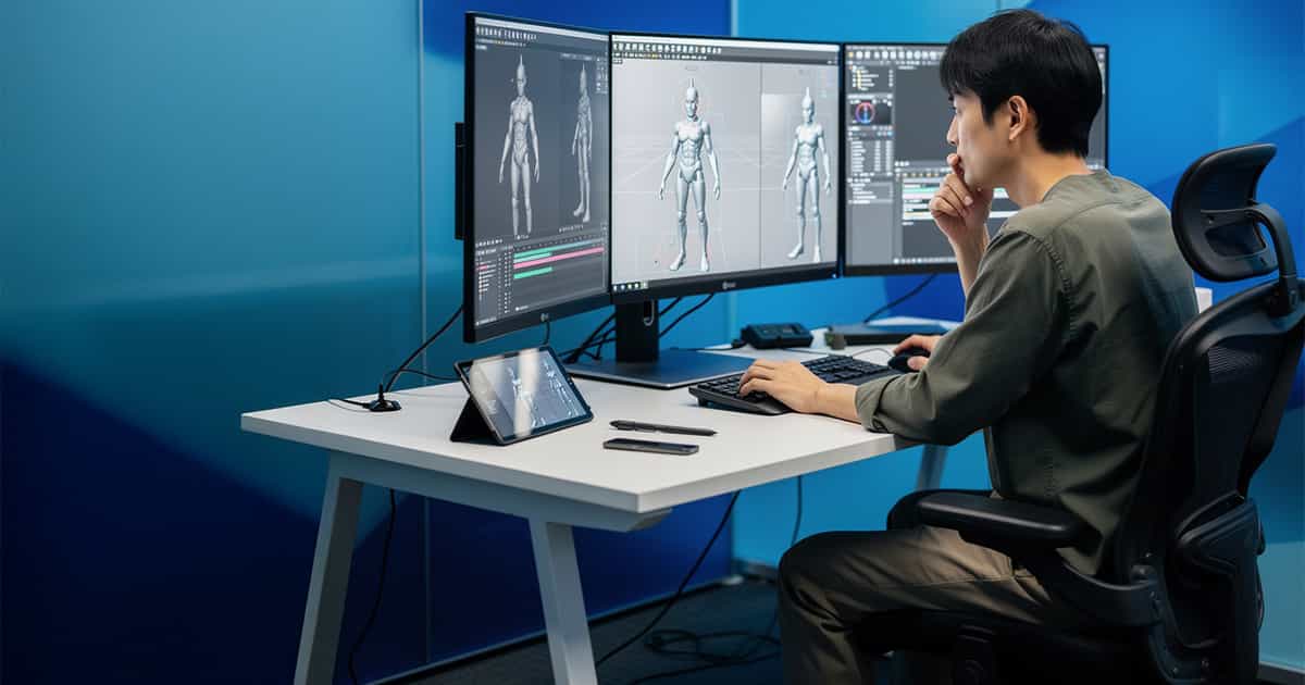 真剣に作業をしている男性