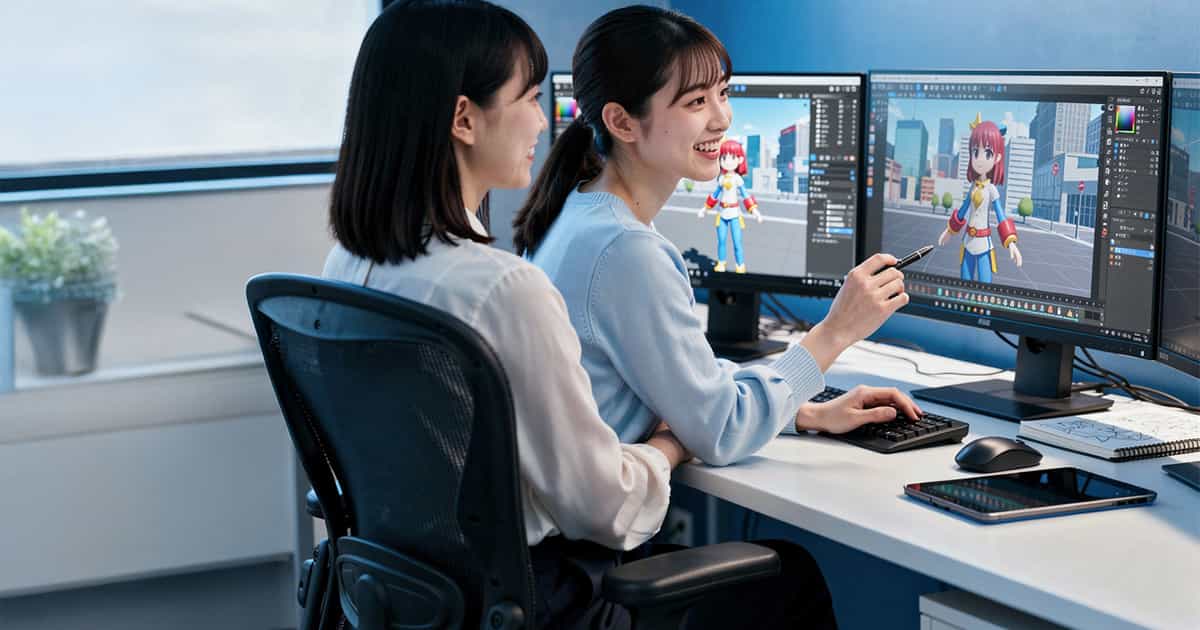 2人の女性がキャラクター制作中
