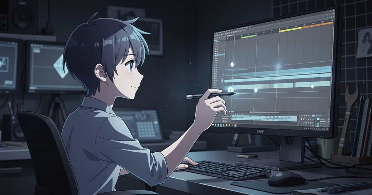 パソコンで3Dソフトを操作している